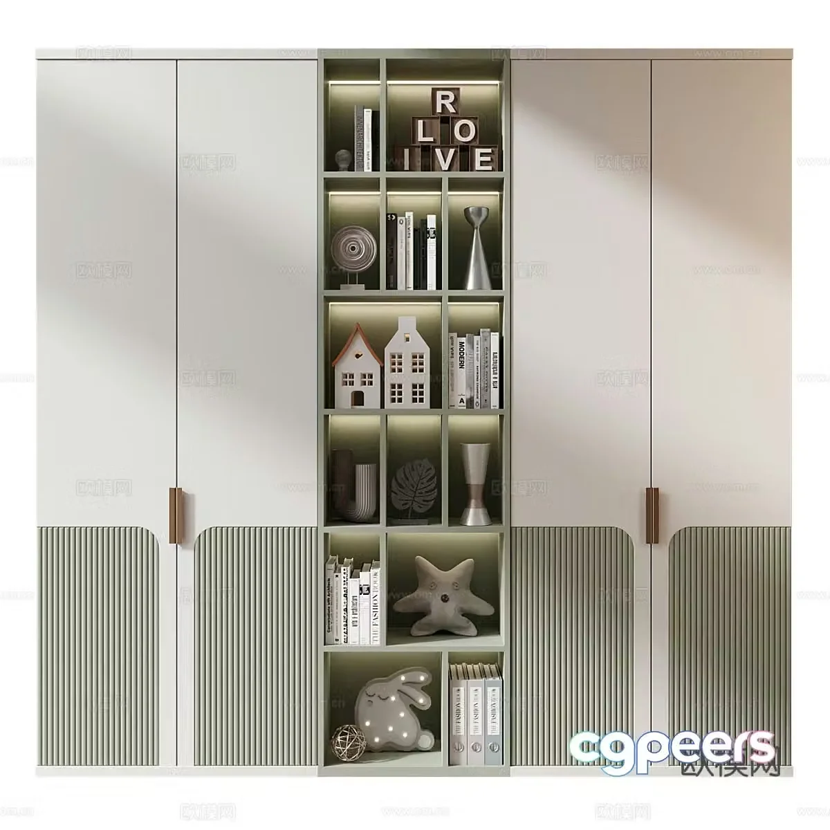 Modern creamy style children’s wardrobe 3d model