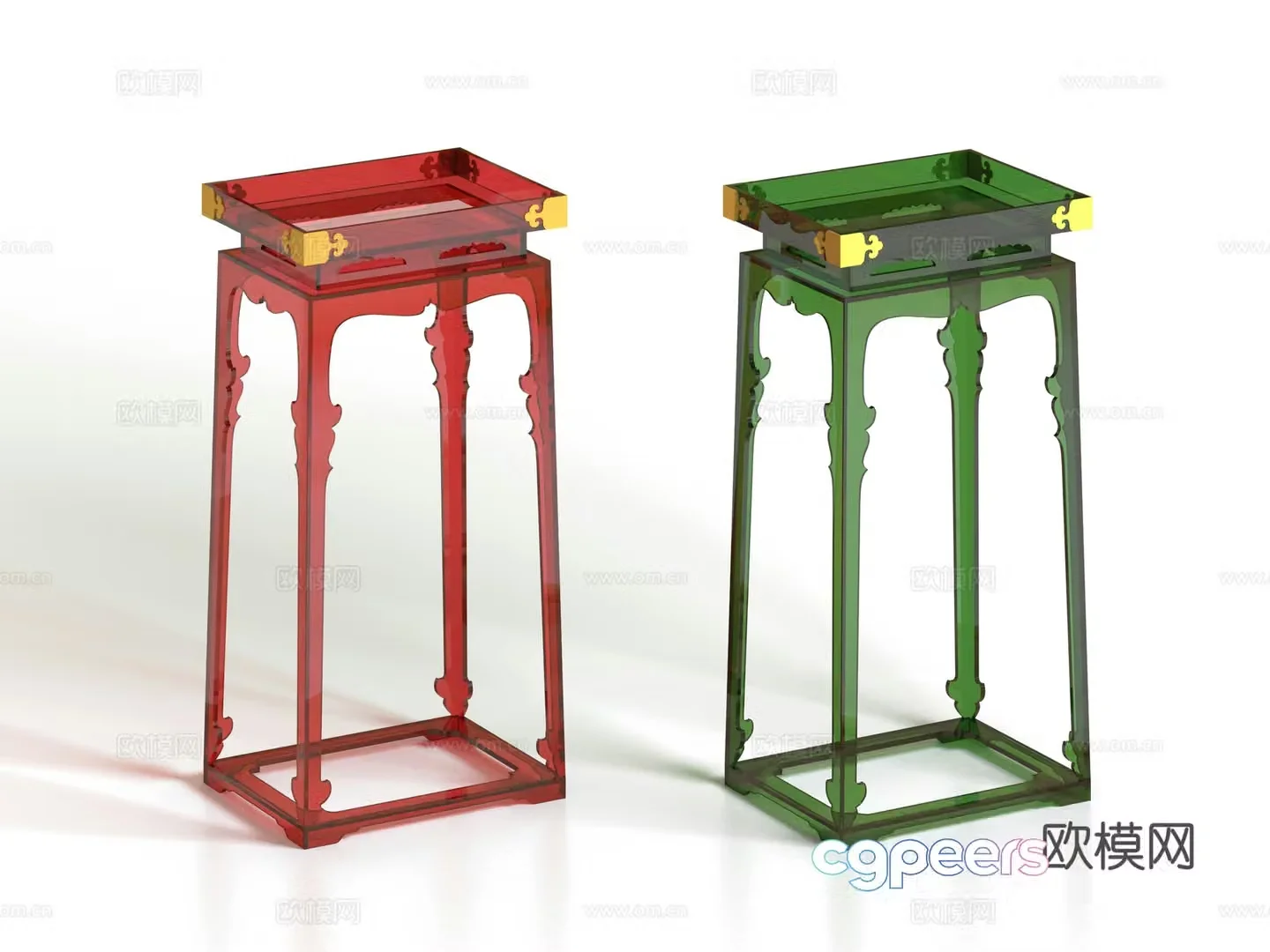 New Chinese Song style Acrylic Flowers Showcase 3D Model