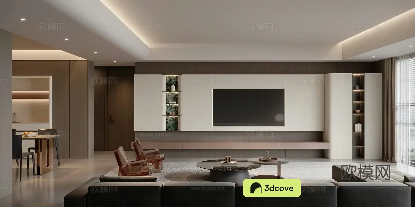 Modern home living and dining room