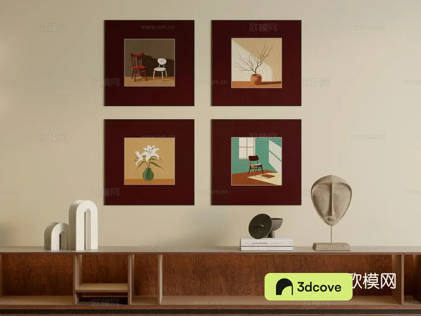 medieval style square hanging painting