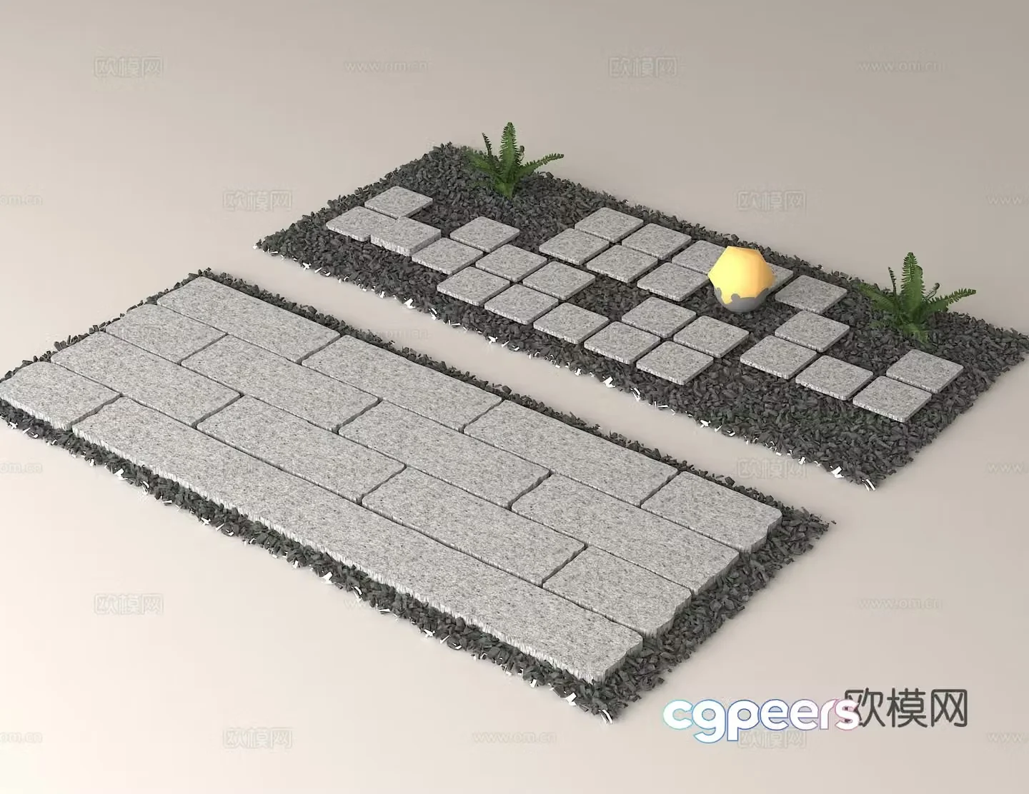 Outdoor Slate Road Garden Trail Landscape Paving Slate Paving Gardening Decoration Gray Slate 3D Model