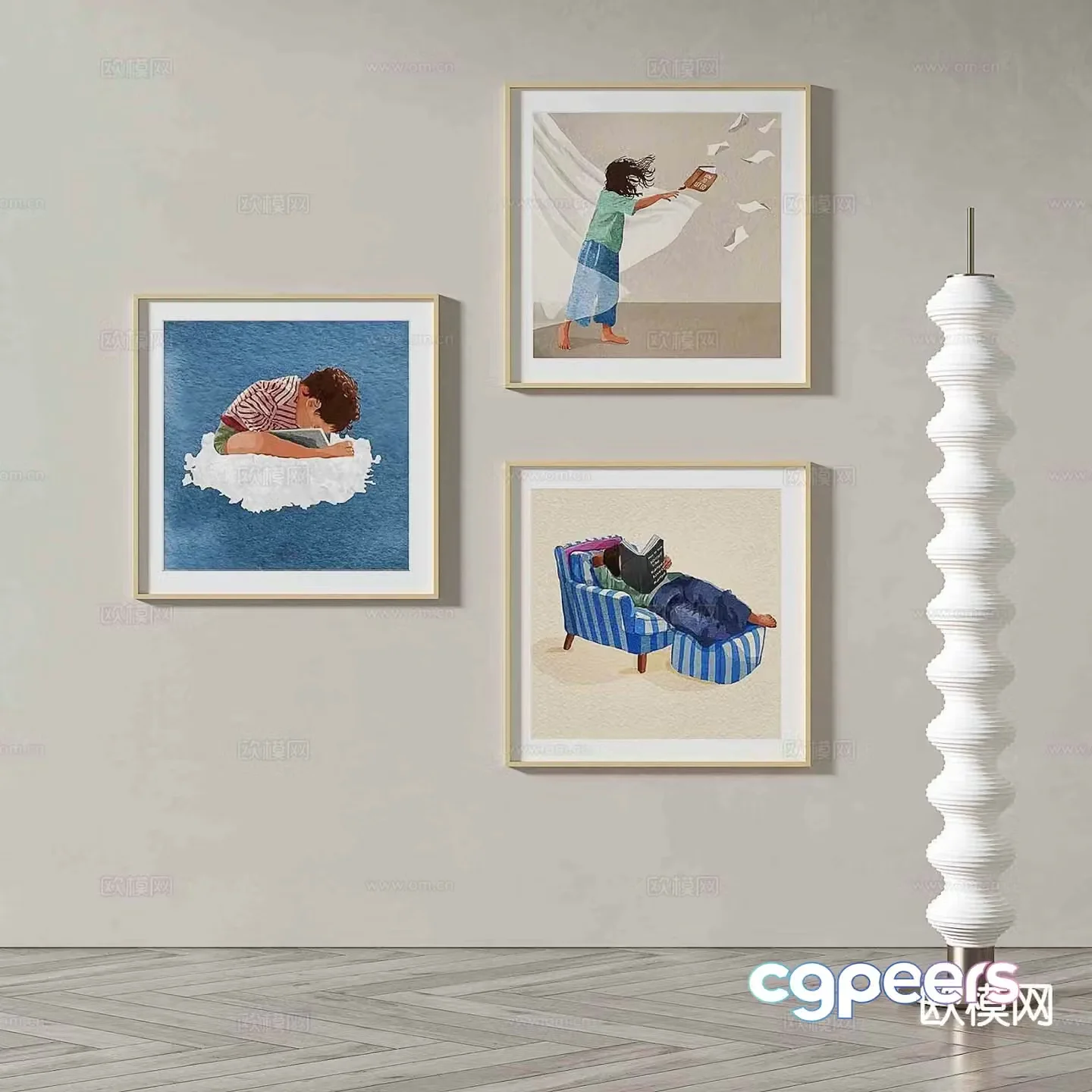 Art painting cartoon painting decorative painting 3d model