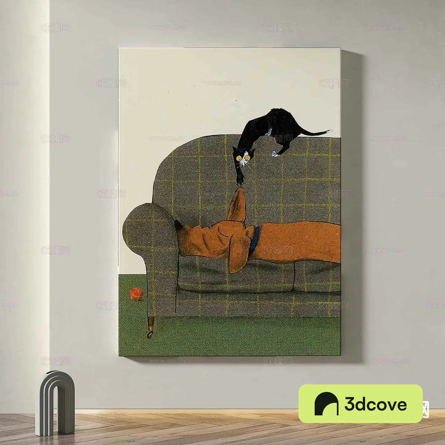Modern cat hanging painting cartoon hanging painting decorative painting