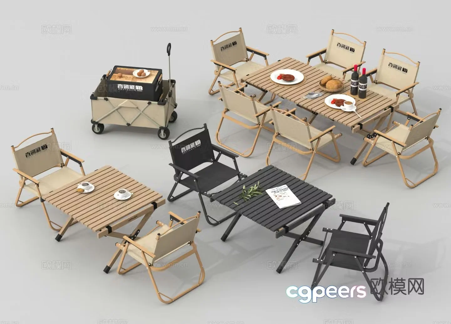 Leisure table and chairs outdoor table and chairs camping table and chairs camper van 3d model