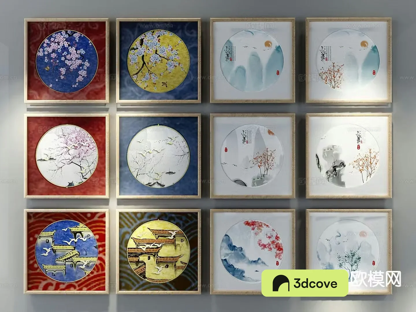 New Chinese style decorative wall chart combination painting landscape painting