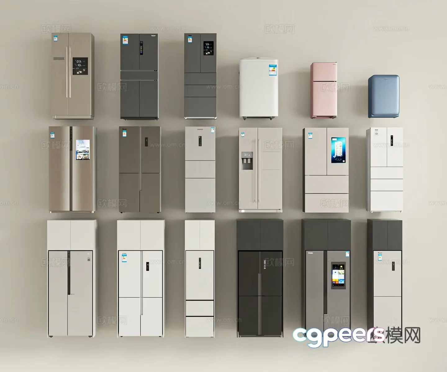 Modern smart refrigerator freezer 3d model