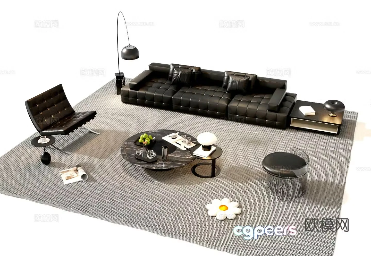 Italian sectional sofa 3d model