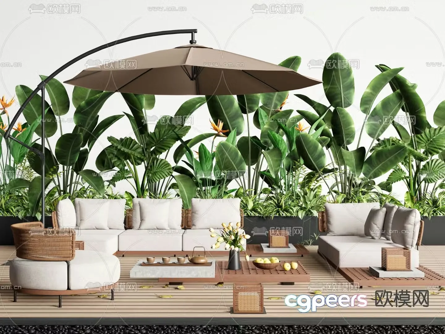 Outdoor sofa modular sofa 3d model