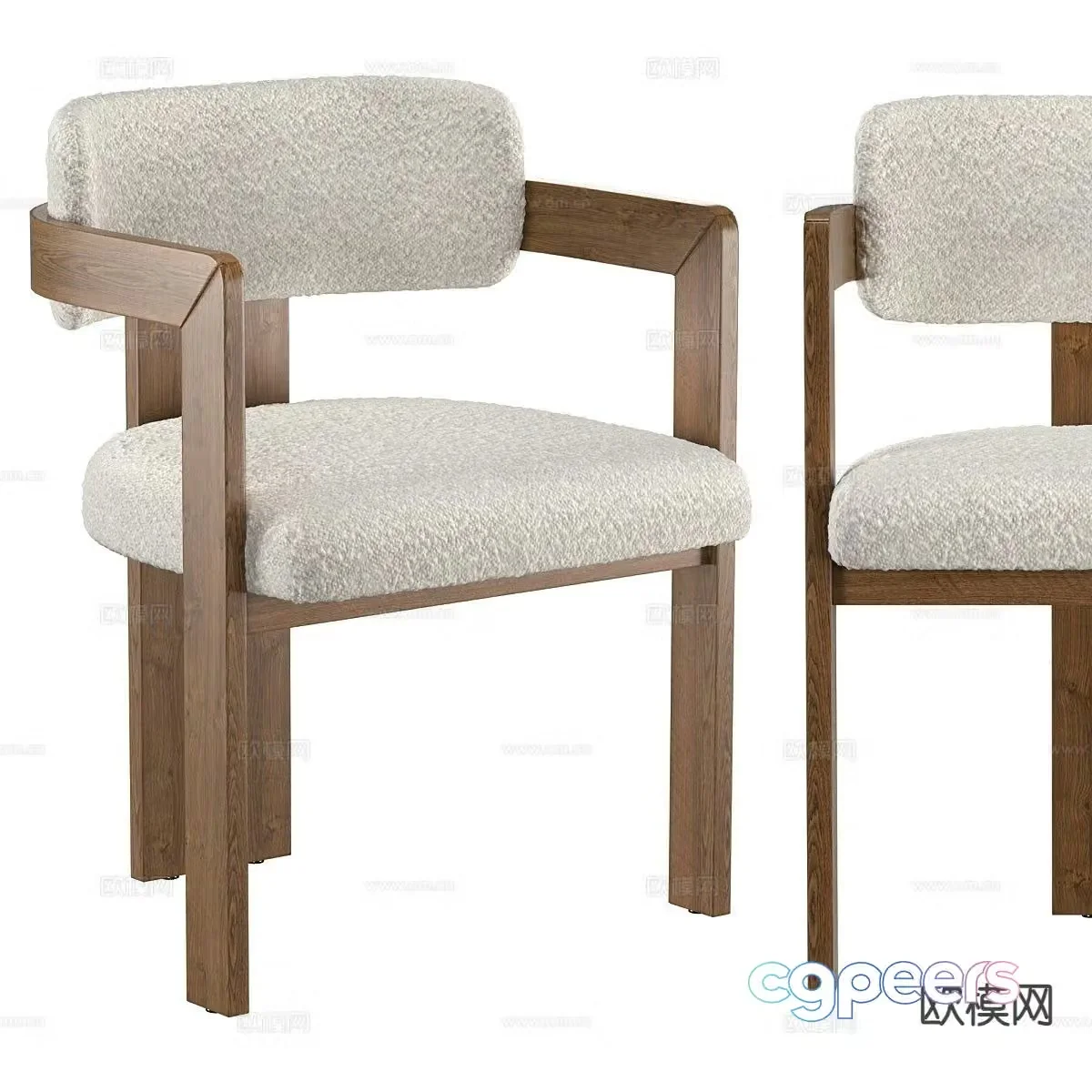 Modern single chair dining chair 3d model