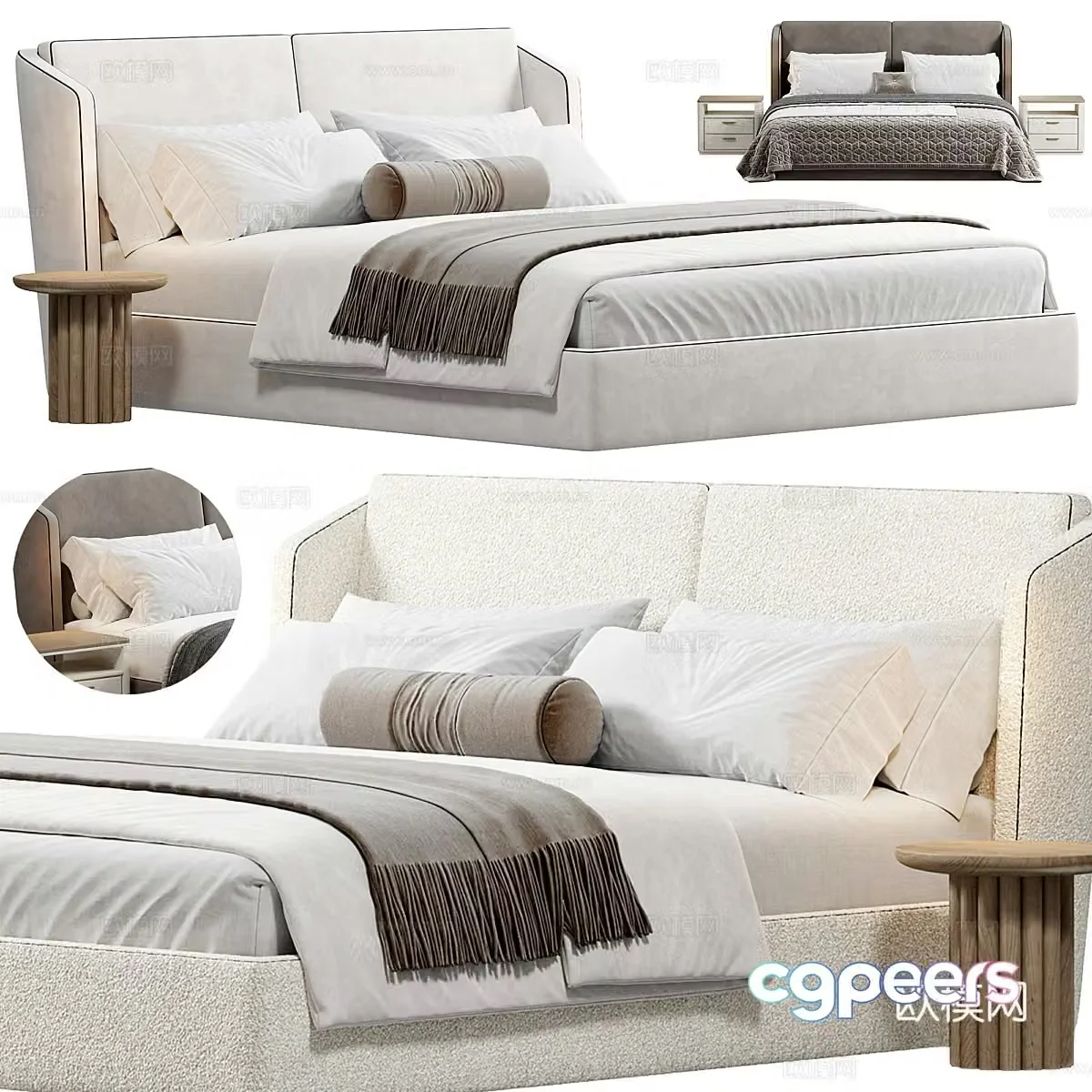 Modern fabric double bed 3d model