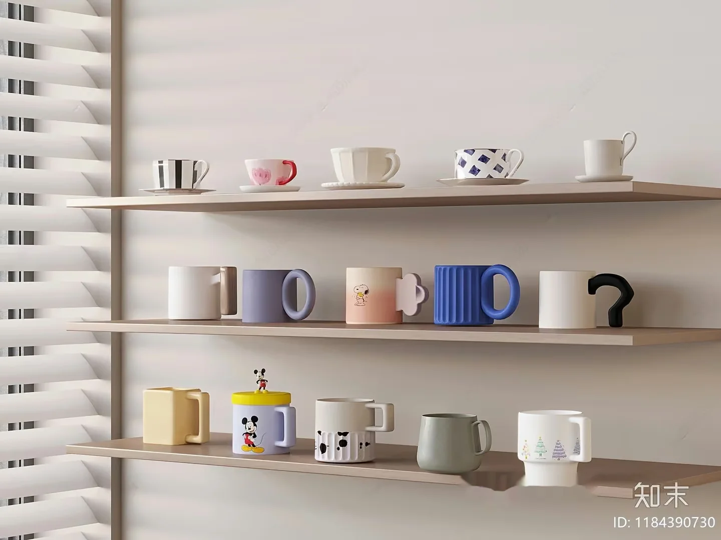 Three Wooden Shelves 3D Model – 21408 – VRAY Render