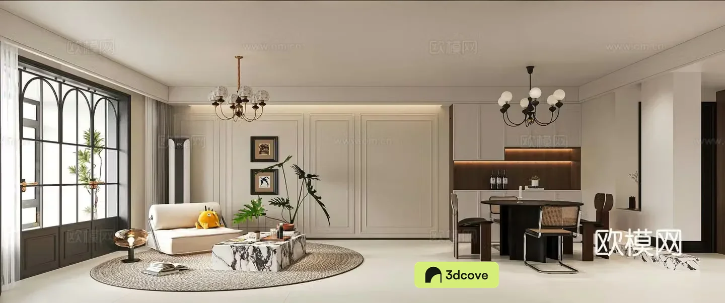 French living and dining room