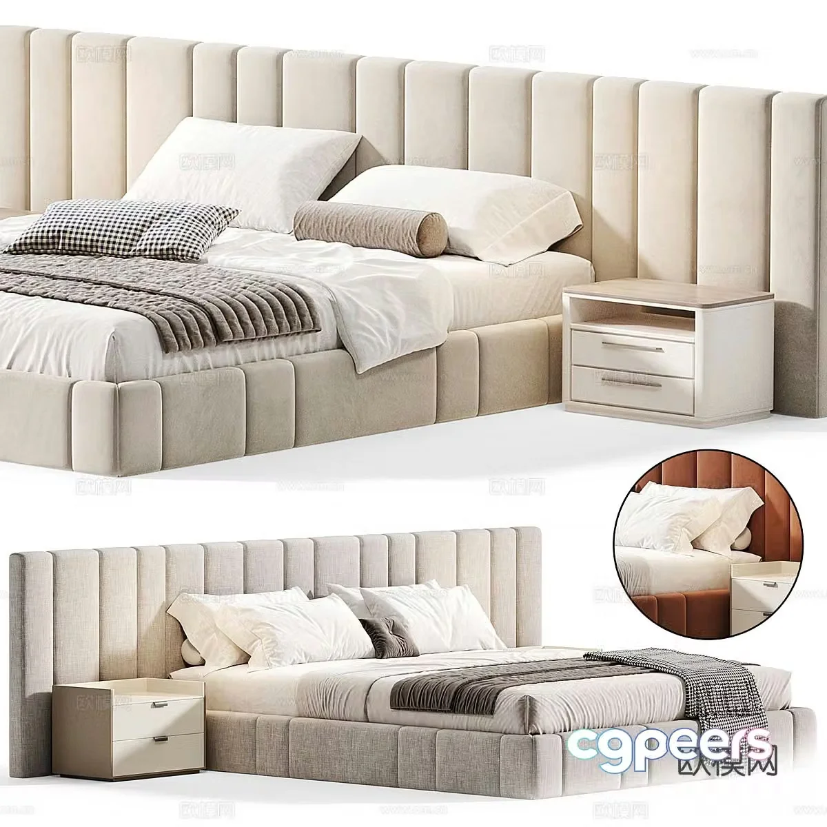 Modern double bed 3d model