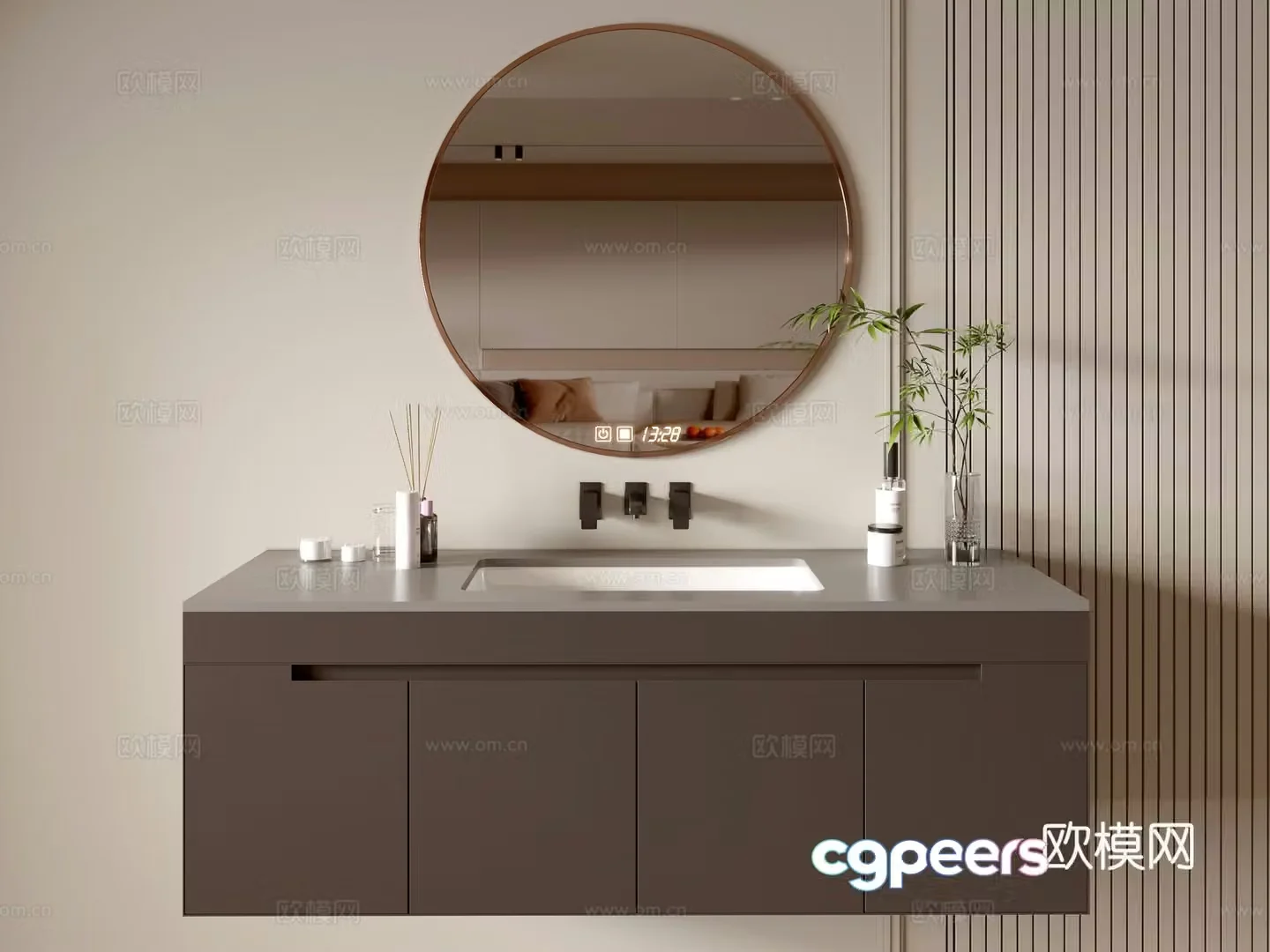 Modern bathroom cabinet bathroom basin bathroom ornaments mirror cabinet sink 3d model
