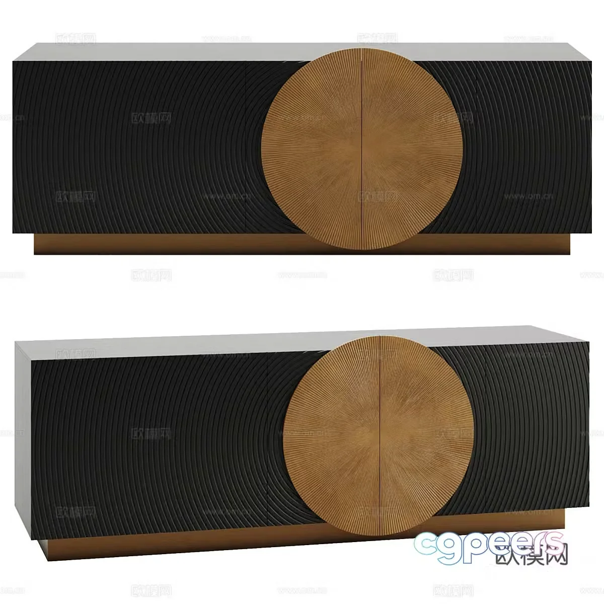 New Chinese style light luxury Dobeln iron mango wooden sideboard 3D model