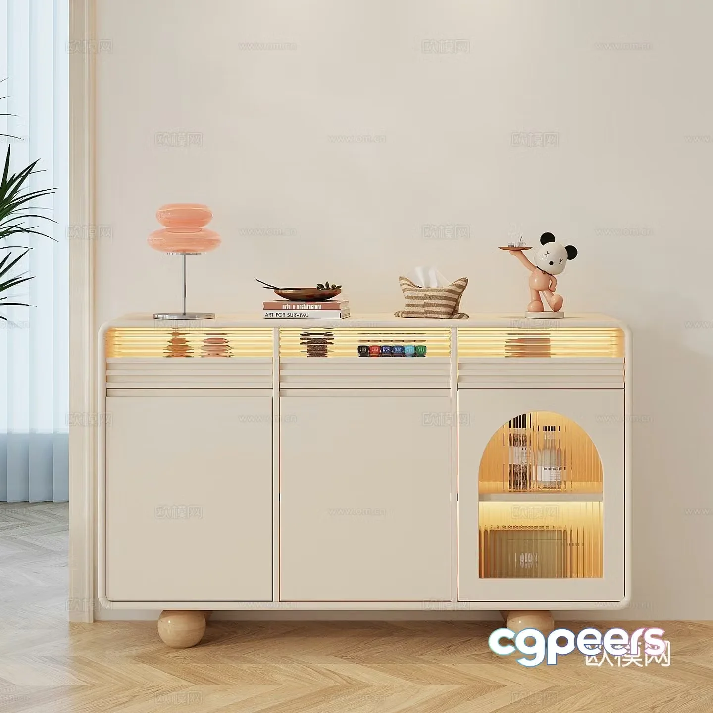 Modern creamy sideboard 3d model