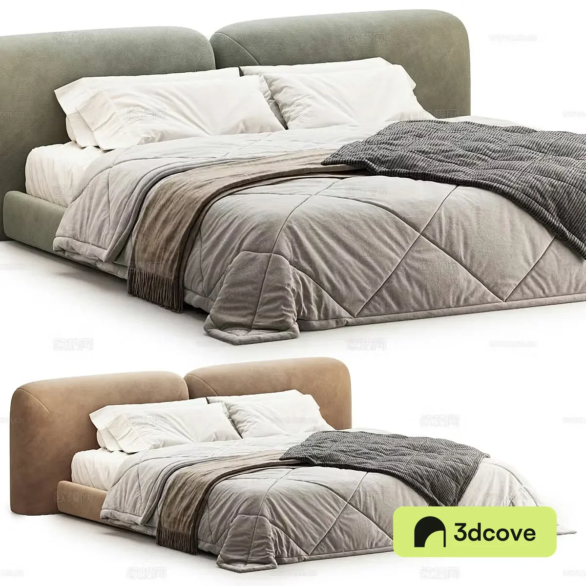 Modern cream style double bed
