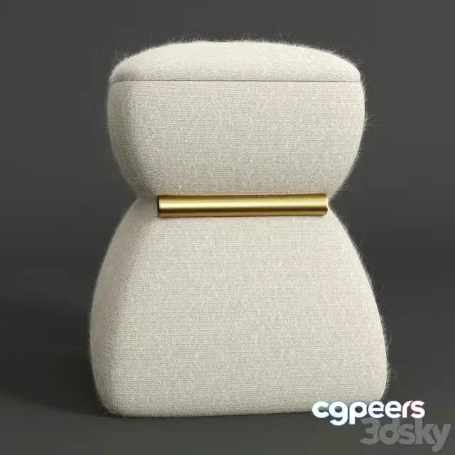 3ds Max Free – Cusi Modern Pouf in White Mohair
