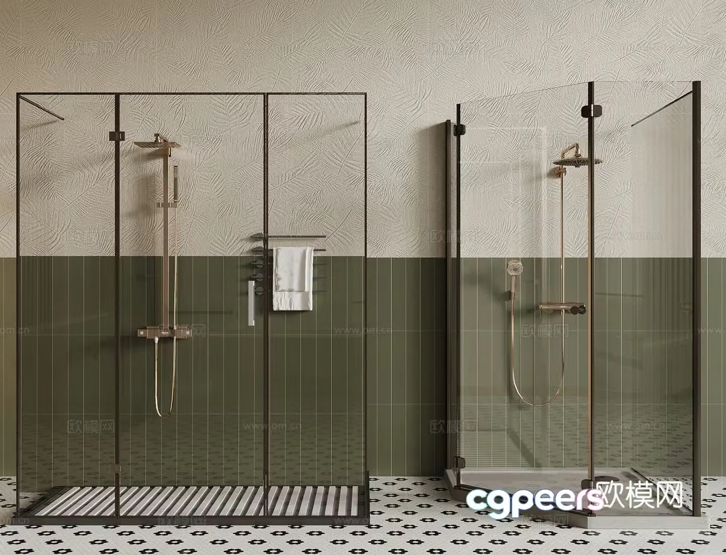 French shower room bathroom 3d model
