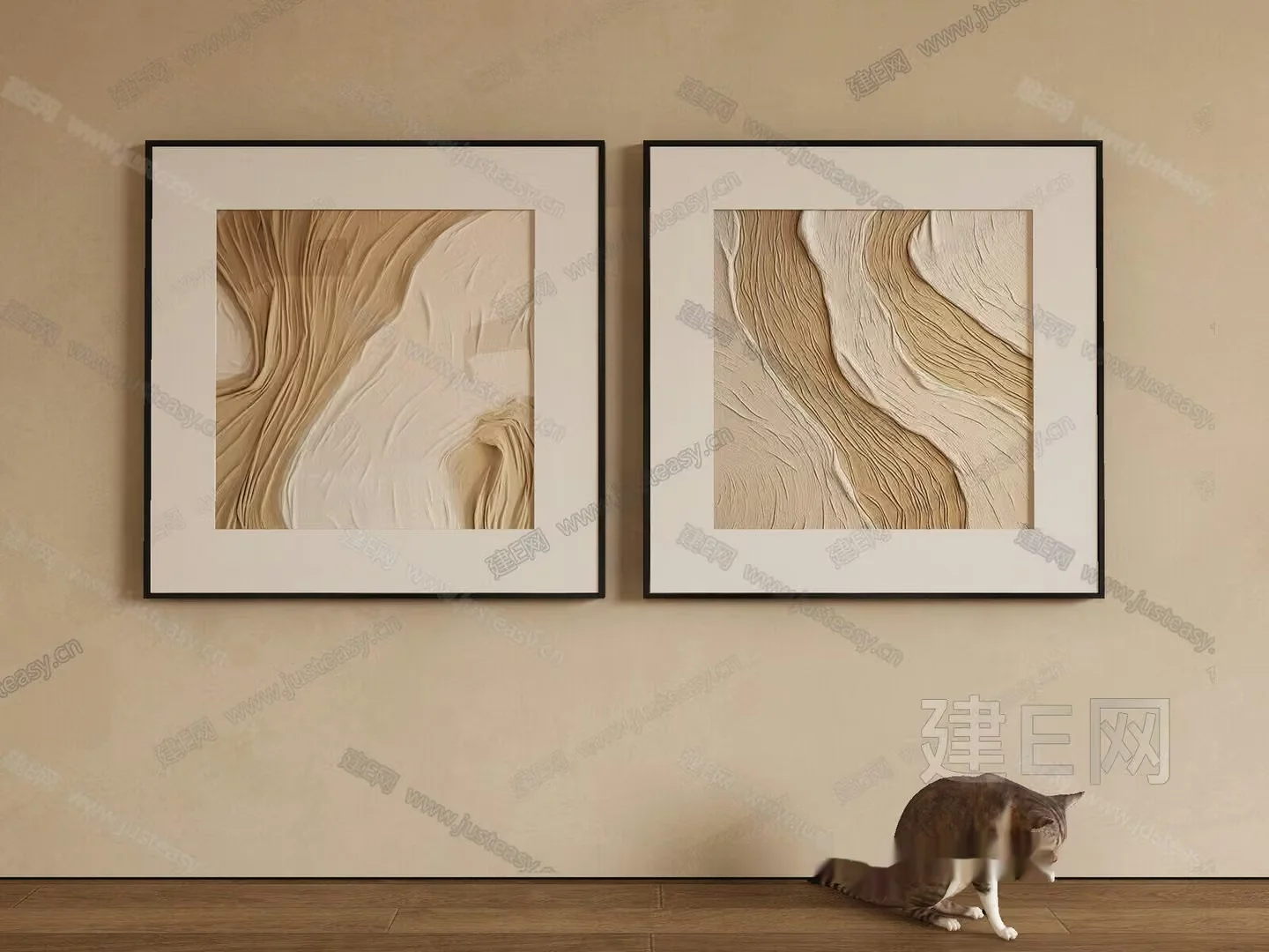 Artwork And A Cat 3D Model – 9176 – VRAY Render