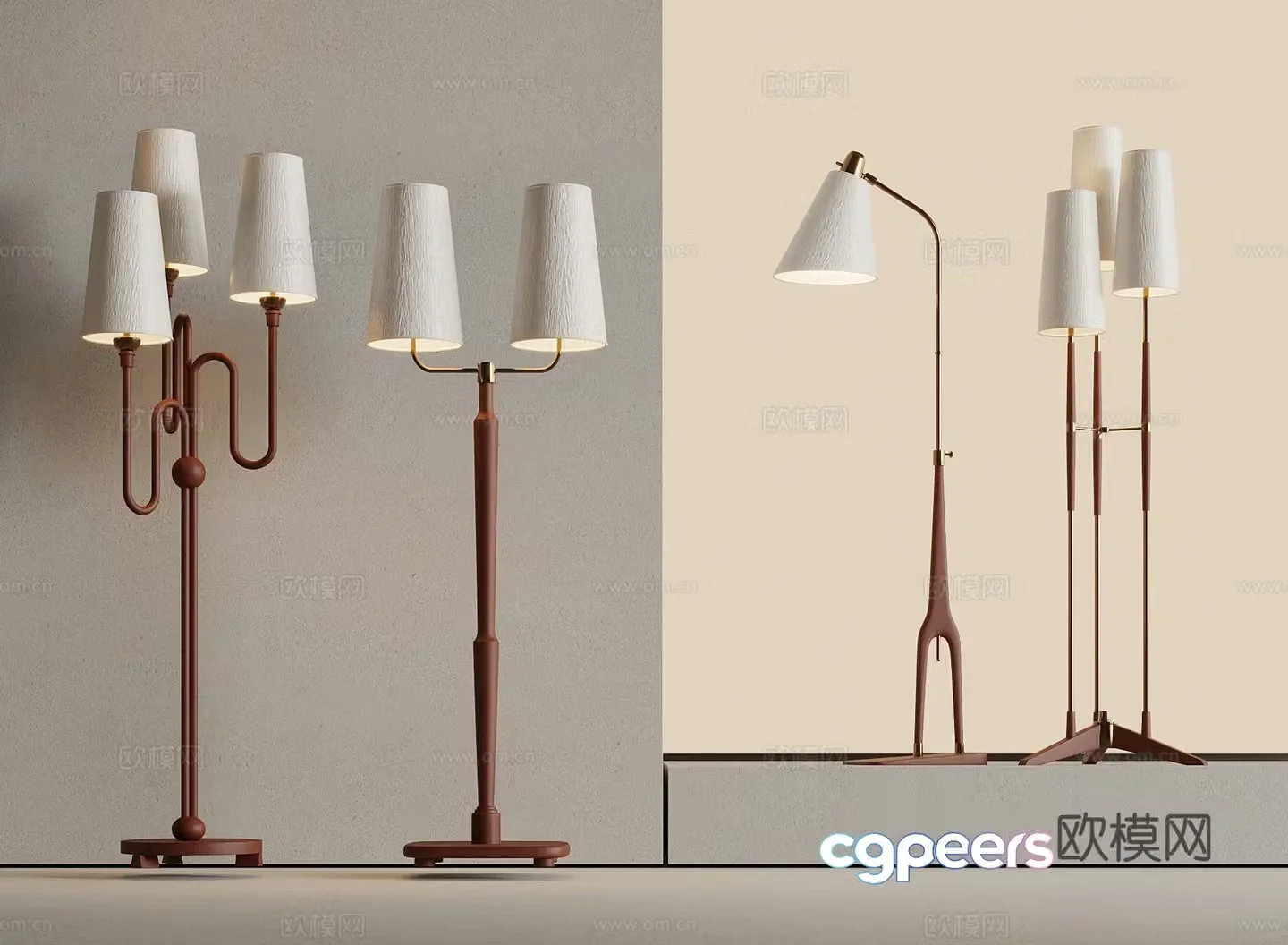 Middle-aged floor lamp 3d model