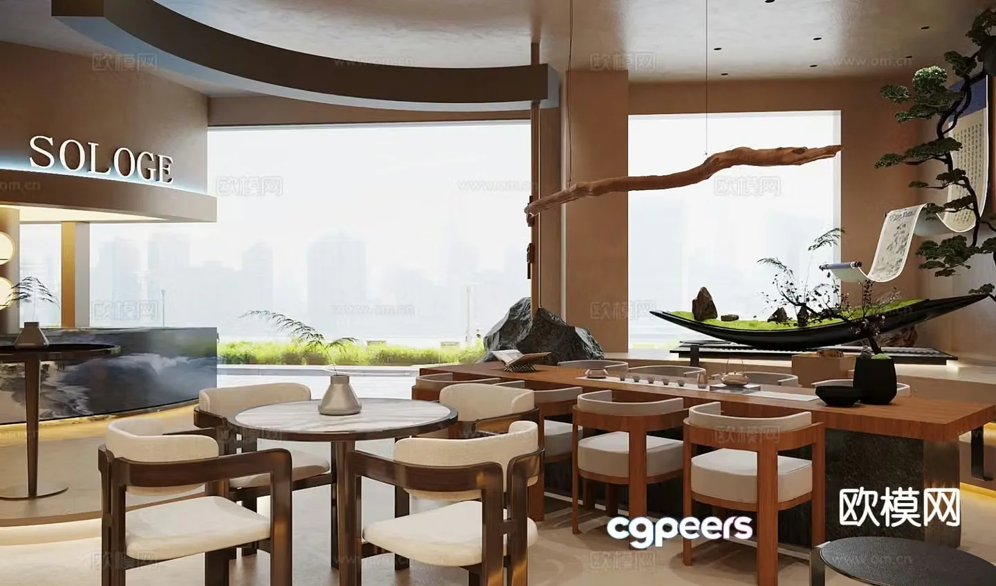 New Chinese-style teahouse teahouse 3D model