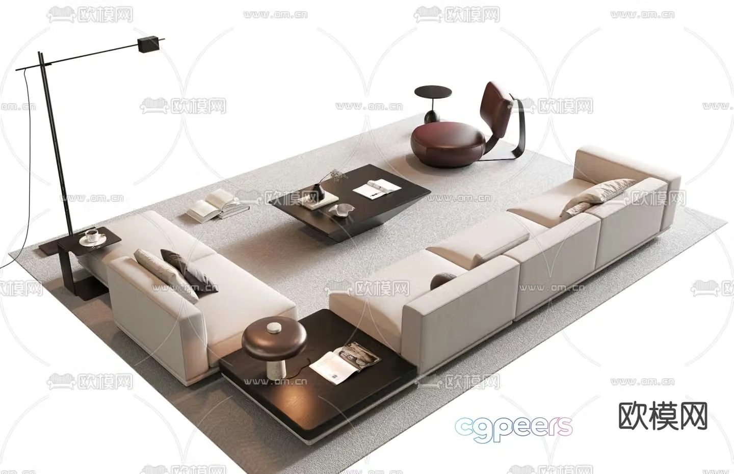 Modern sectional sofa 3d model