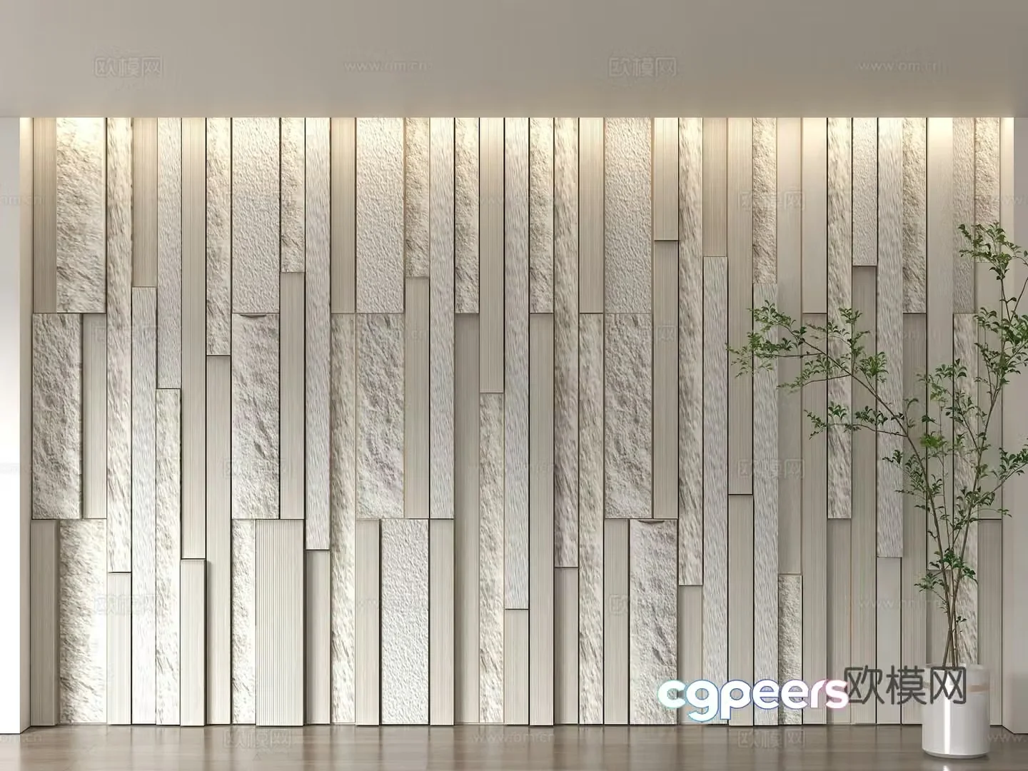 Modern porch background wall grille background wall mushroom stone background wall stone gradient background wall rock 3d model