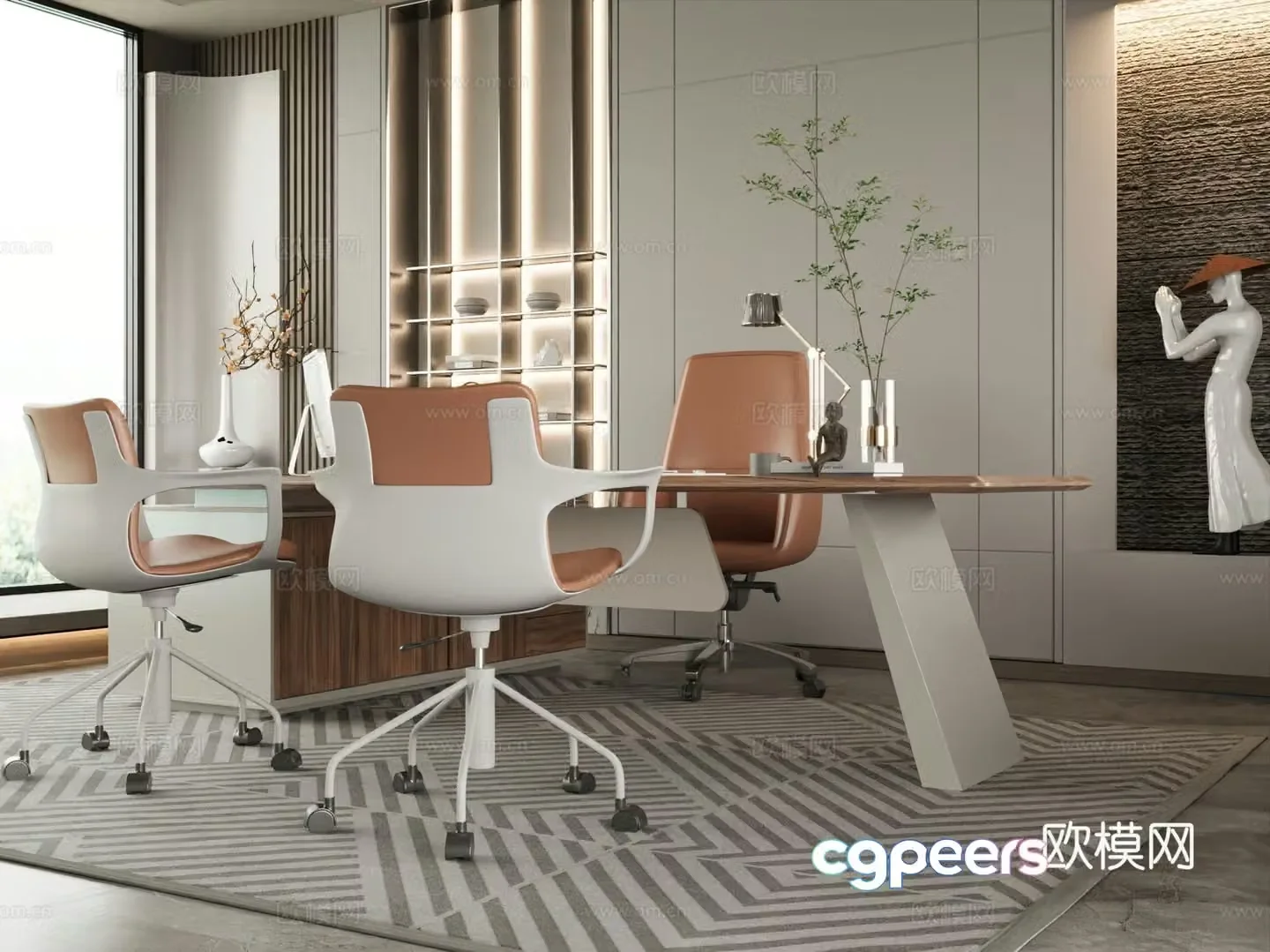Modern desk table desk desk 3D model