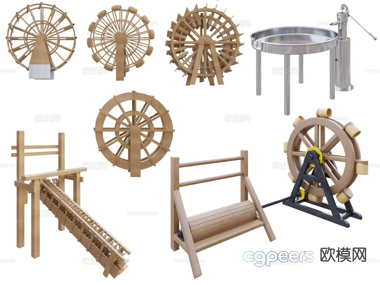 Modern waterwheel 3d model