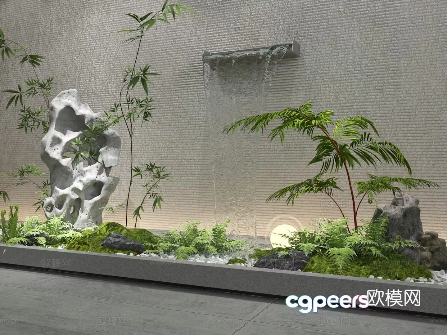 Courtyard water feature rockery stone 3D model