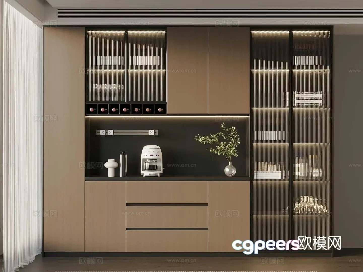 Italian wine cabinet sideboard 3d model