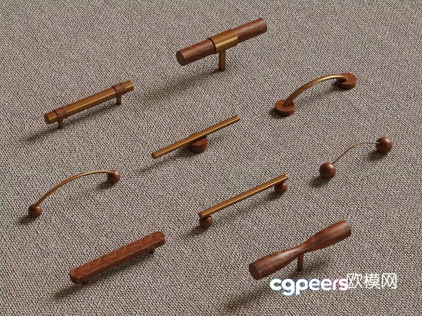 42 Middle-aged stylus door panel handle 3D model