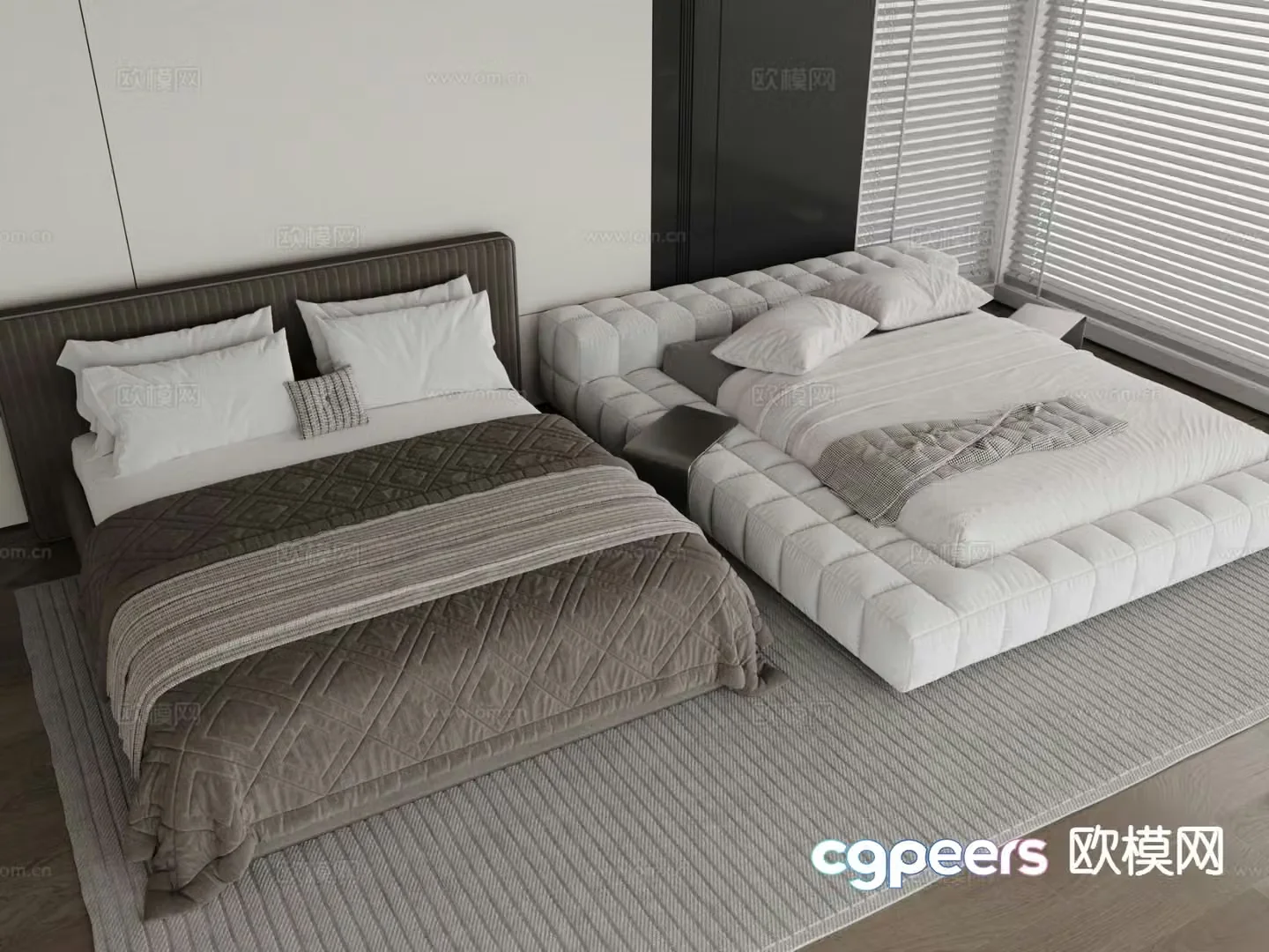 Modern double bed 3d model