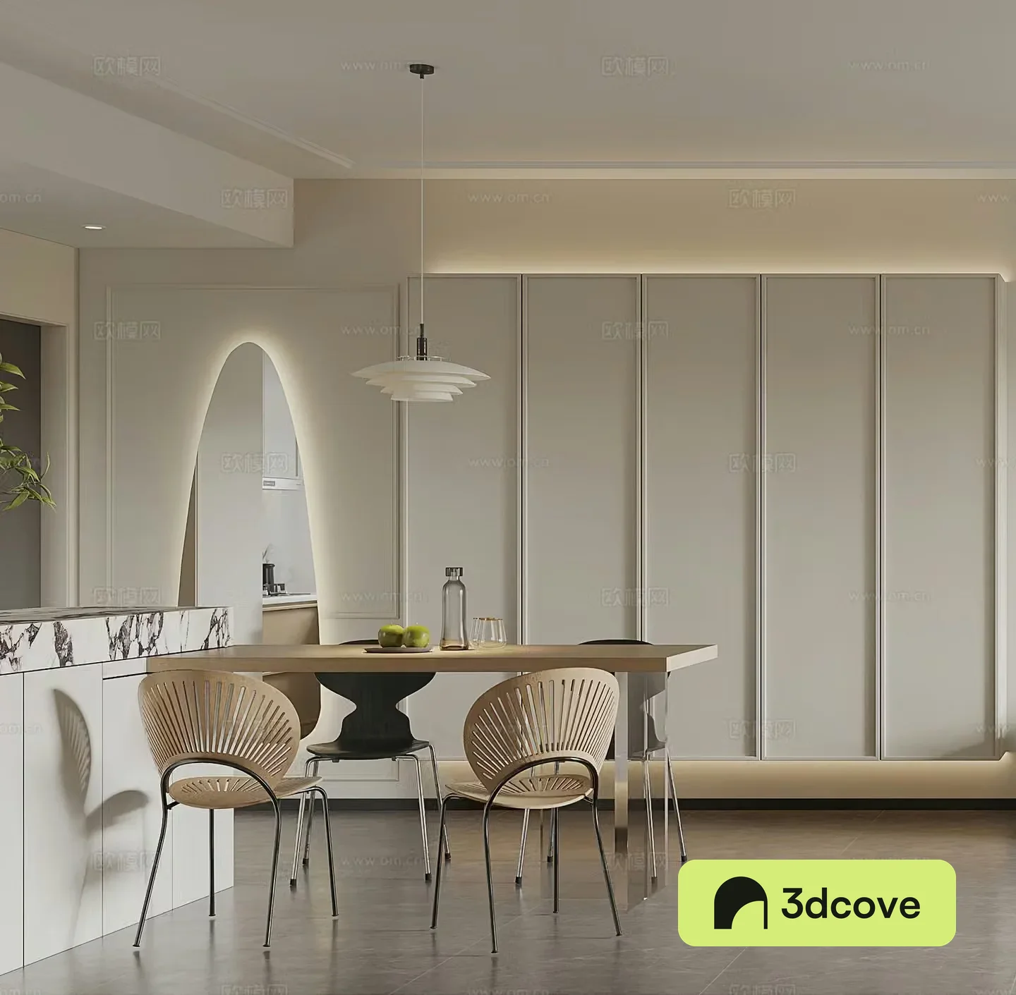 Modern restaurant French restaurant island log style cream style simple living restaurant