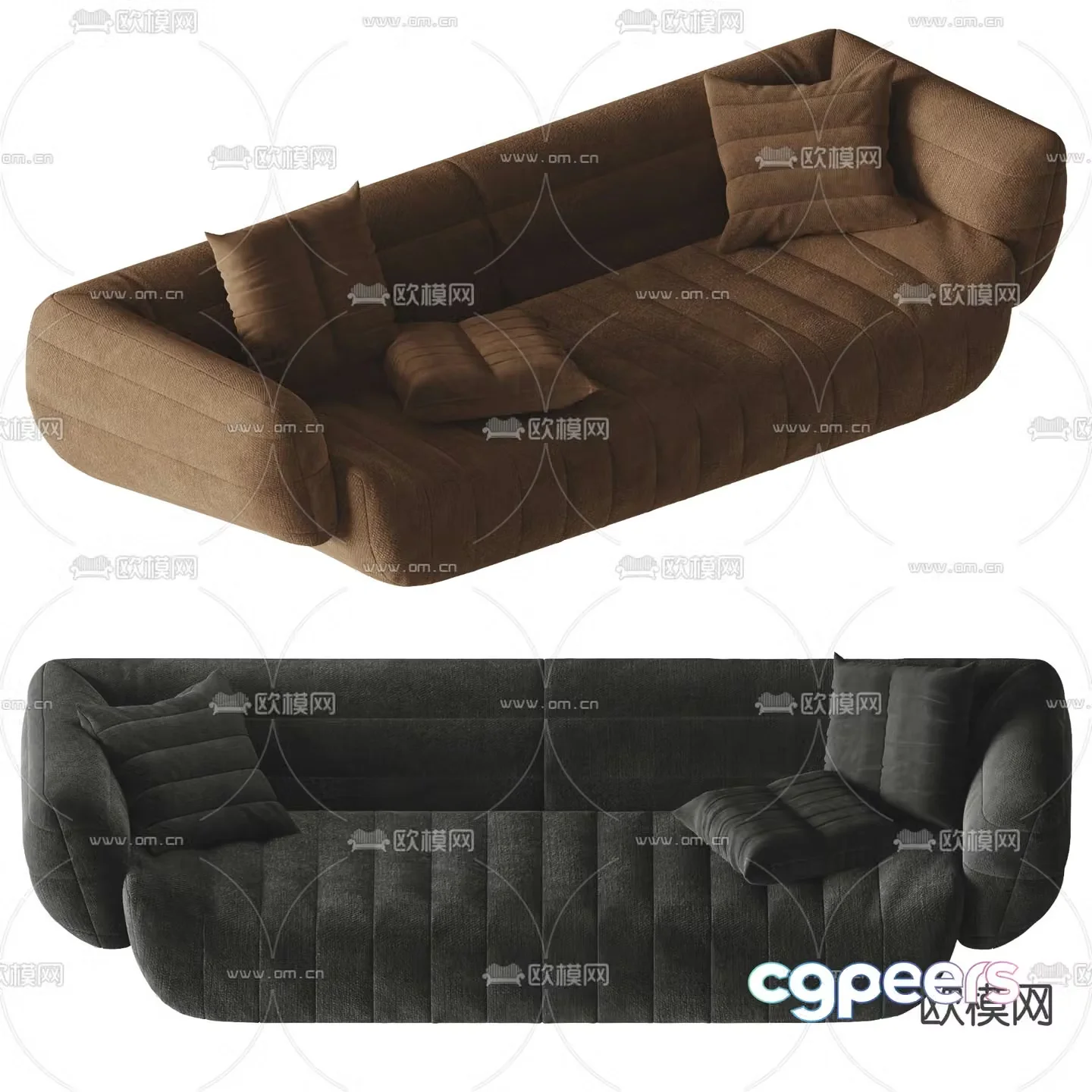 Minotti modern three seater sofa 3d model