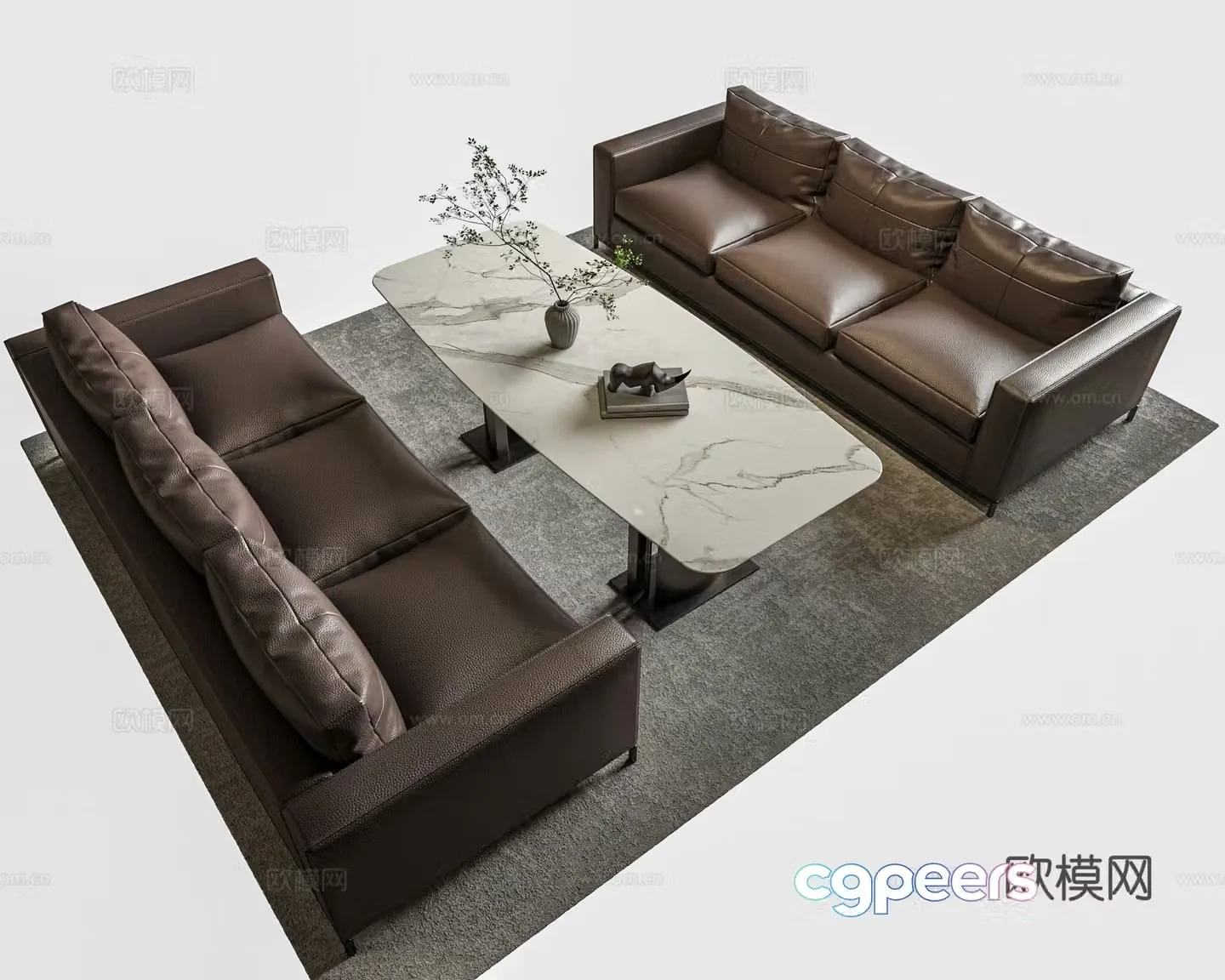 Modern office sofa coffee table combination leather sofa single sofa business sofa 3d model