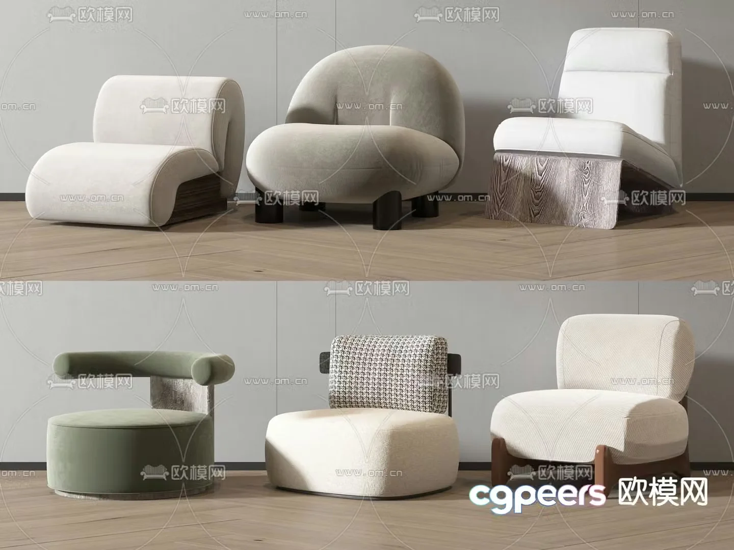 Cream style single sofa 3d model