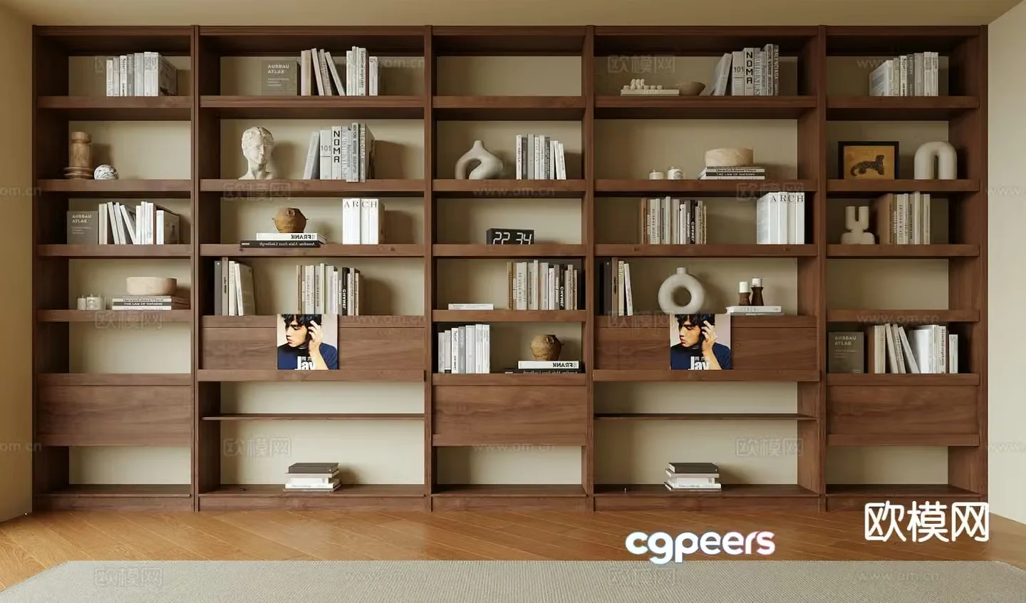 Medieval style bookcase bookshelf 3d model