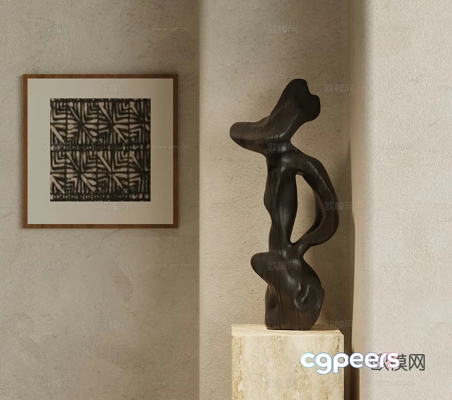 Middle-aged decorative ornaments sculptures decorative hanging paintings 3D model