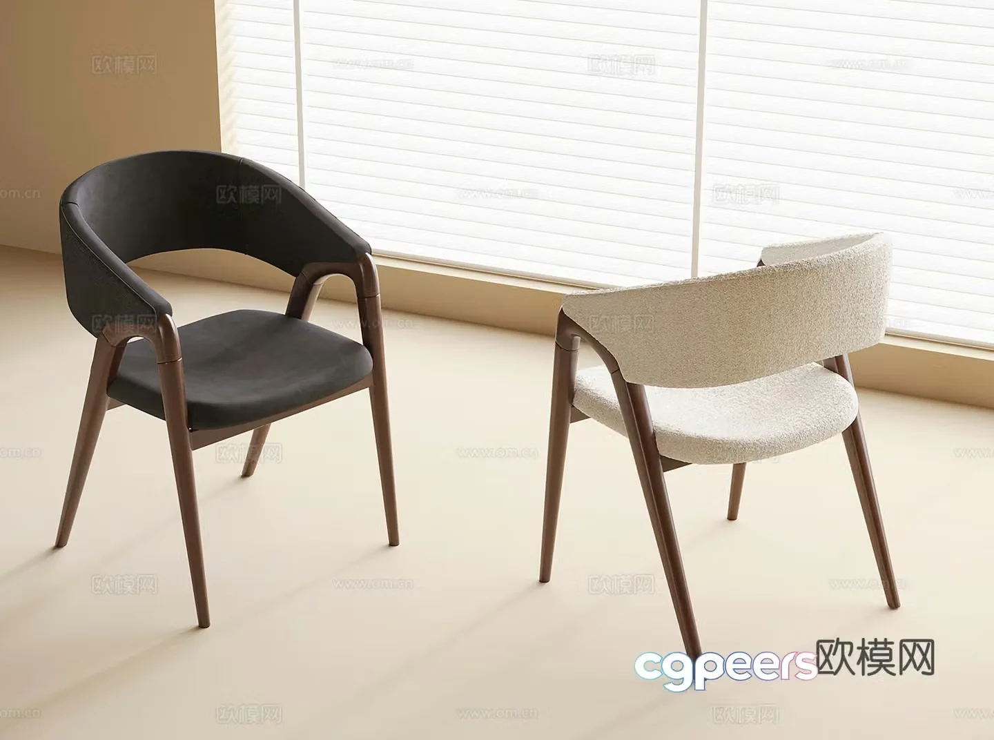 Modern single chair dining chair book chair tea chair 3D model