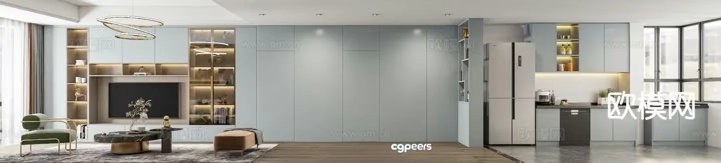 Modern living room TV cabinet customized cabinet whole wall hall cabinet 3D model