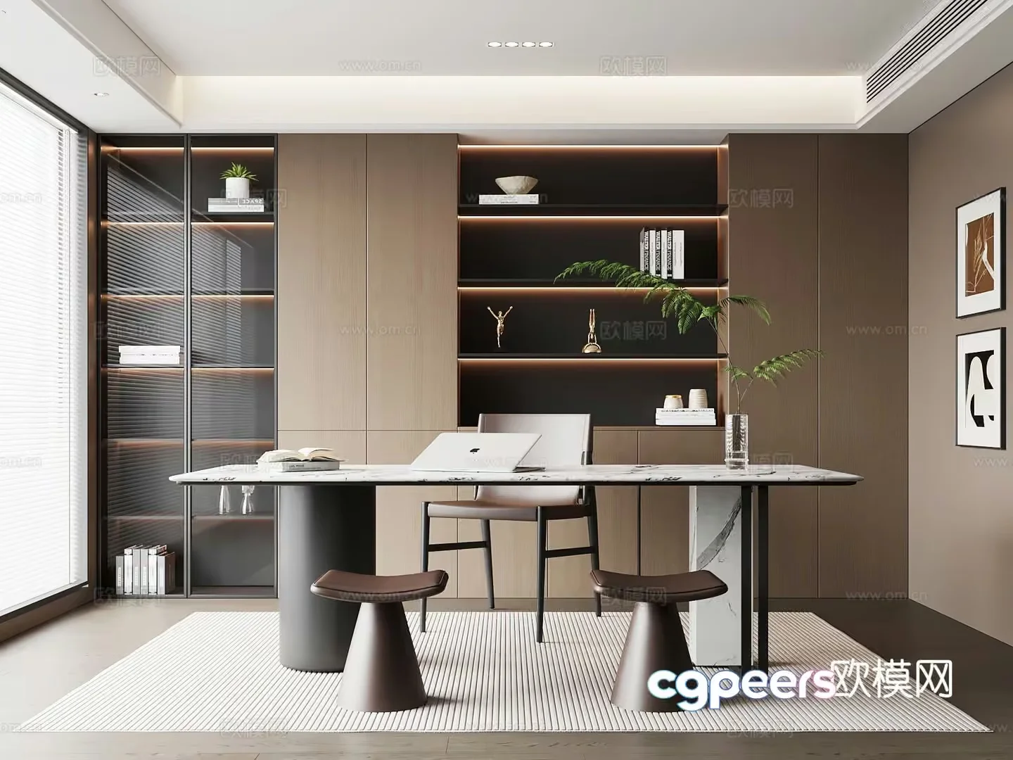 Modern Office Space 3D Model – 17944 – VRAY Render