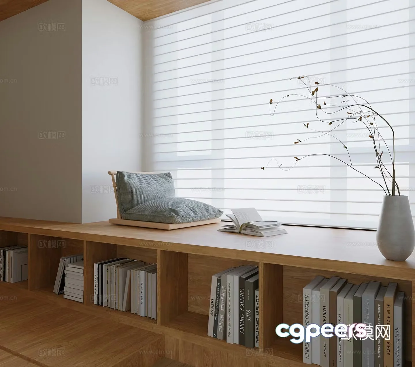 Modern bay window cabinet bay window venetian blind 3d model