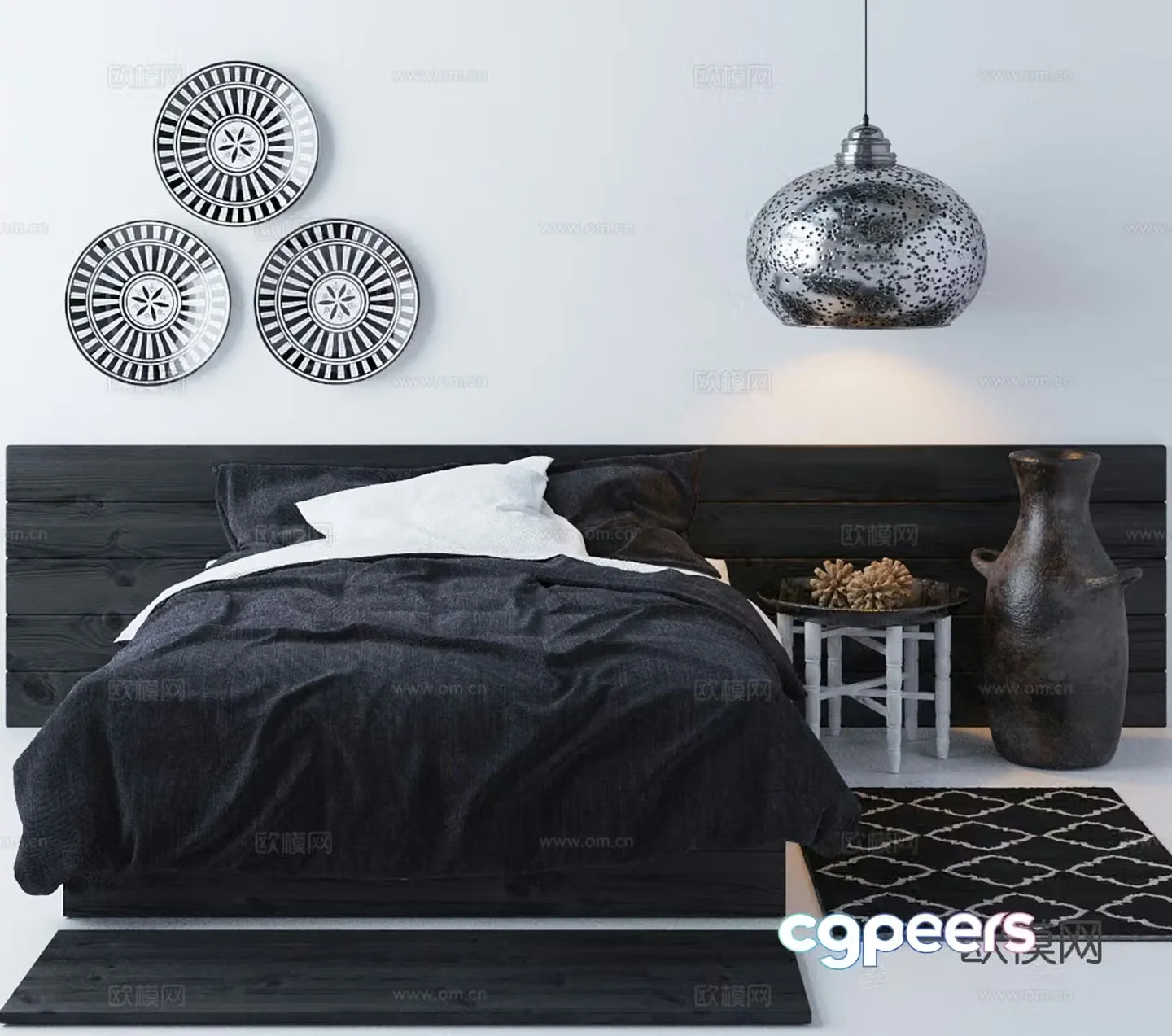 Modern double bed 3d model