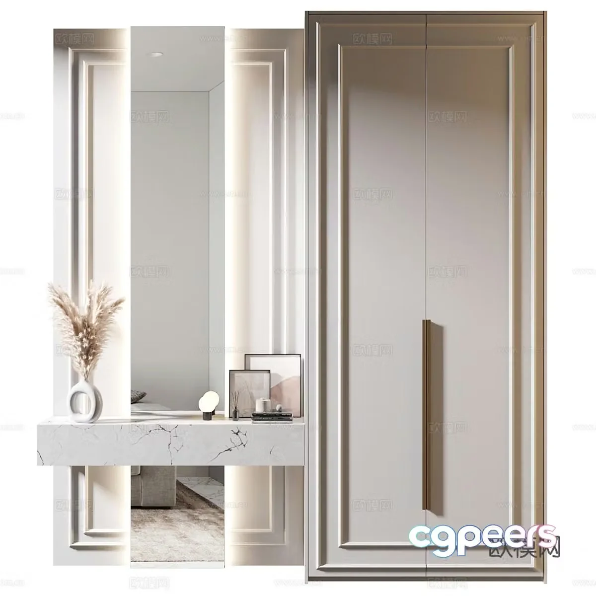 Modern dressing table one-piece makeup table 3d model