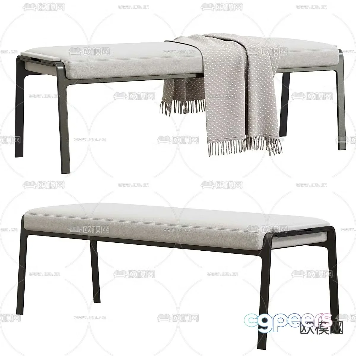 bed end stool footrest 3d model