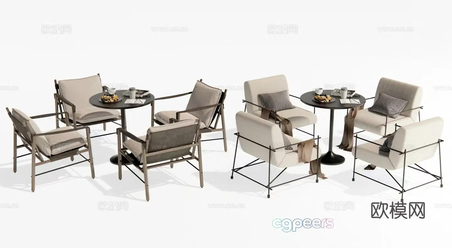 Modern leisure table and chairs negotiation table and chairs leisure chairs outdoor chairs coffee table and chairs 3d model