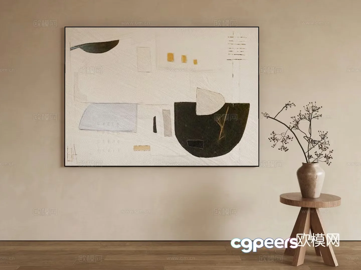 Modern texture painting decorative painting 3d model