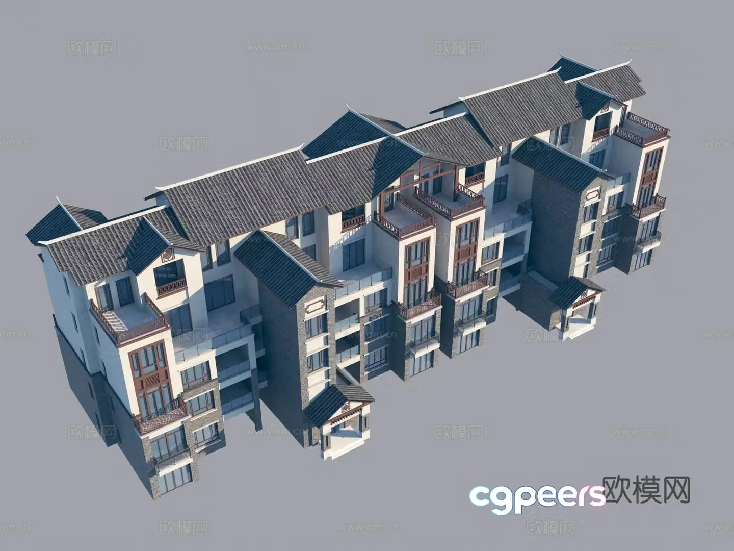 New Chinese style townhouse single villa resettlement room 3D model